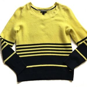 Tommy Hilfiger Yellow and Navy Sweater Size M